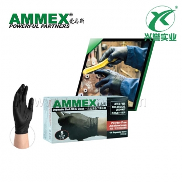 AMMEX爱马斯 一次性丁腈手套（耐用型 无粉 黑色）